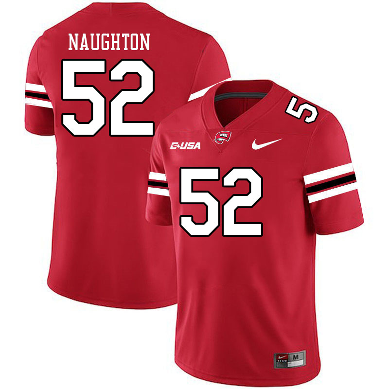 Western Kentucky Hilltoppers #52 Trey Naughton College Football Jerseys Stitched Sale-Red